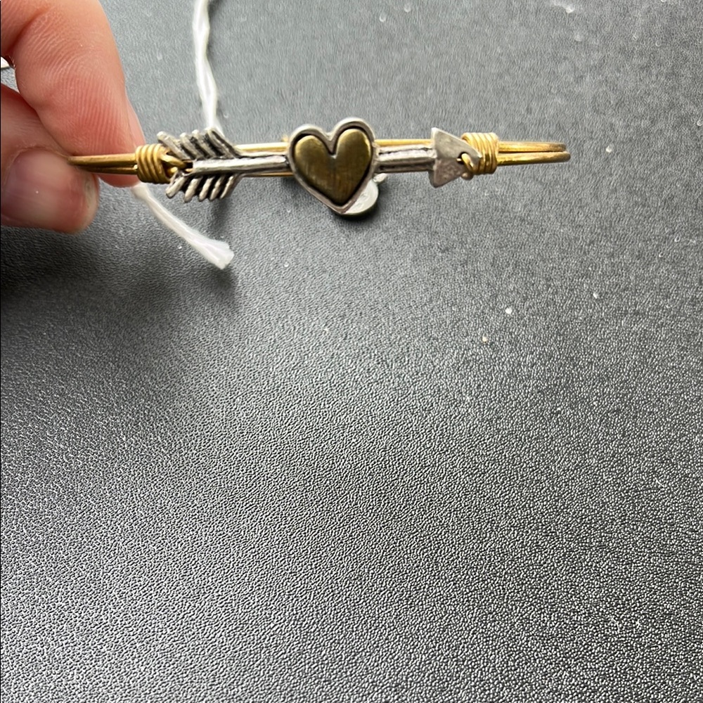 Gold and Silver Heart Arrow Bracelet